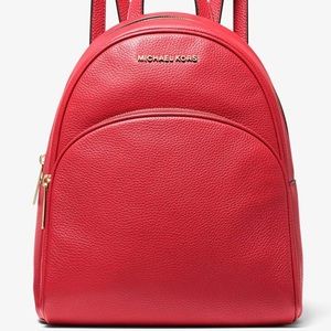 MICHAEL Michael Kors Abbey Red Pebbled Leather Medium Backpack